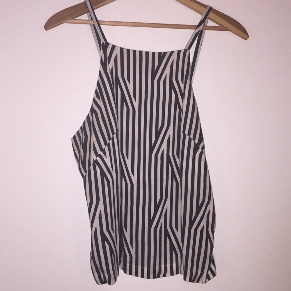Black + white striped tank top